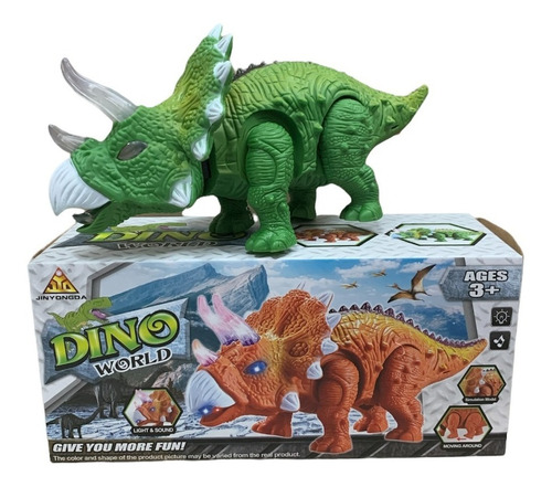Dinosaurio Robot Triceratops Camina - Luz - Sonido - 25 Cm