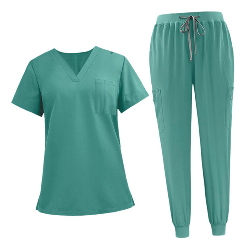 Conjunto De Uniforme Exfoliante Para Mujer, Cuello Verde S