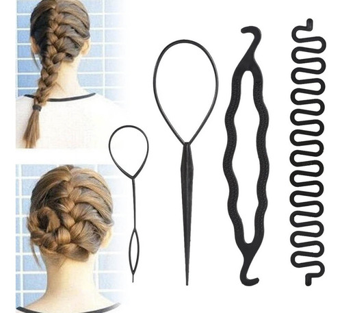 B Pelo Moño Hecedor Trenzado Peinado Clip Diy