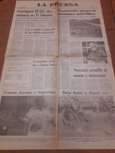 Tapa Diario Prensa 08 03 1982 Boca Vs River 5 A 1 Copa Davis