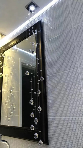 Pendente Spot De Cristal 10x10 Cristal K9 Legítimo + Led Estrutura Led Branco Com 80cm