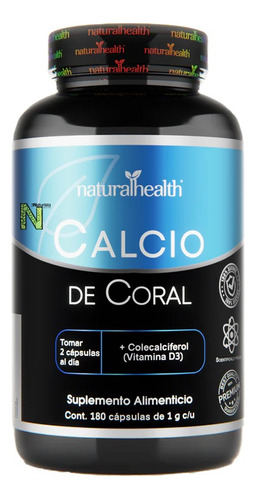 Calcio De Coral Coral-cal (180 Caps) Naturalhealth Premium Sabor Sin sabor