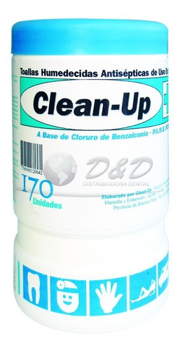 Toallitas Húmedas Antibacteriales Pote X 170u Clean Up