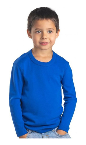 Camiseta Niño Algodón Mota Talla 6 Color Azul Mt4435