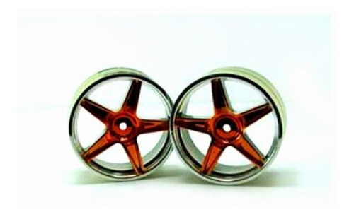 Redcat Racing Chrome Rear 5 Spoke Orange Wheels - 06024or