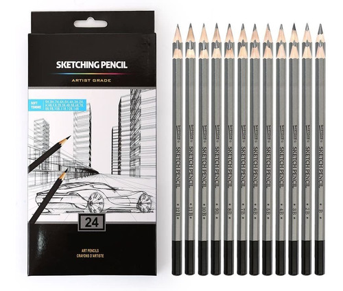 Set Juego Lapices De Dibujo Profesional 24 Unidades Grafito