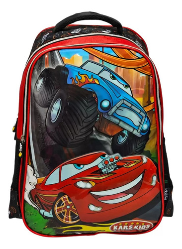 Mochila Escolar Infantil Tamanho Grande Kars Kids Reforçada Cor Preto Desenho Do Tecido Liso