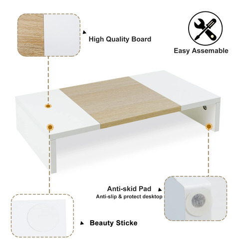 Soporte Para Monitor Teamix Wood Con Almacenamiento De 20 Pu