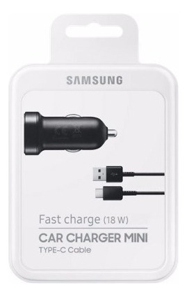 Mini Cargador Samsung Color Negro, Carga Rápida Para Auto 