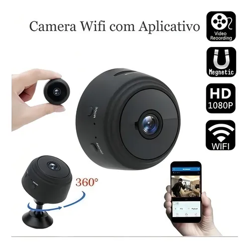 Câmera Wifi De Segurança Mini Espiã Discreta Bateria Hd Som Cor Preto Menor preço em Câmera Wifi De Segurança Mini Espiã Discreta Bateria Hd Som Cor Preto