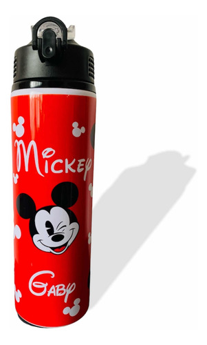 Cilindro Para Agua Mickey Mouse Rojo Personalizado