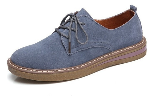 Zapatos Oxford De Cuero Pequeños Con Punta Redonda De Gamuza