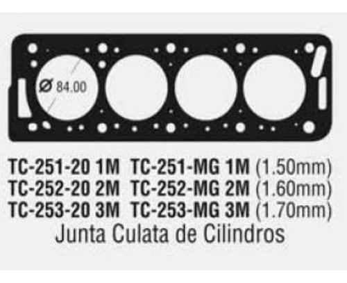 Empaquetadura Culata Peugeot 306/405/406 Xud9  1.9 D. (1.7)