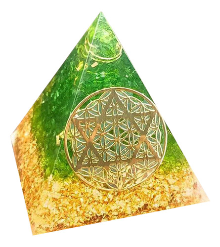 Pirámide De Cristal De Oro Verde Orgónico Para Meditación Y