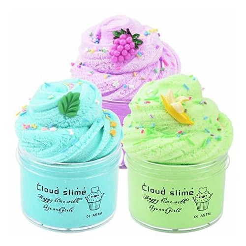 Fruit Cloud Slime Kit De 3 Paquetes Con Slime De Uva, Slime 