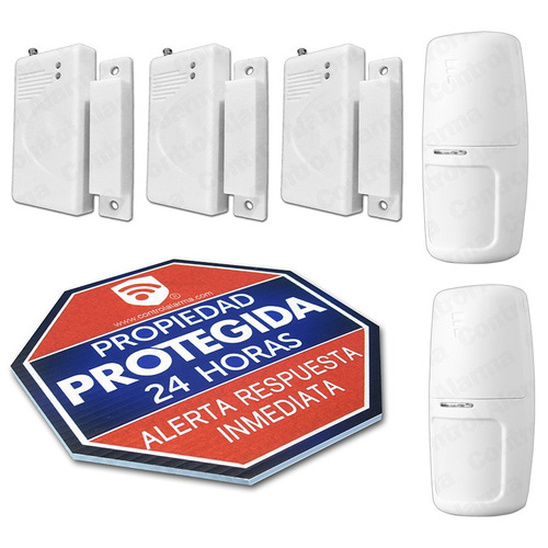 Kit 5 Sensores Para Alarma Inalambrica Mas Placa Casa