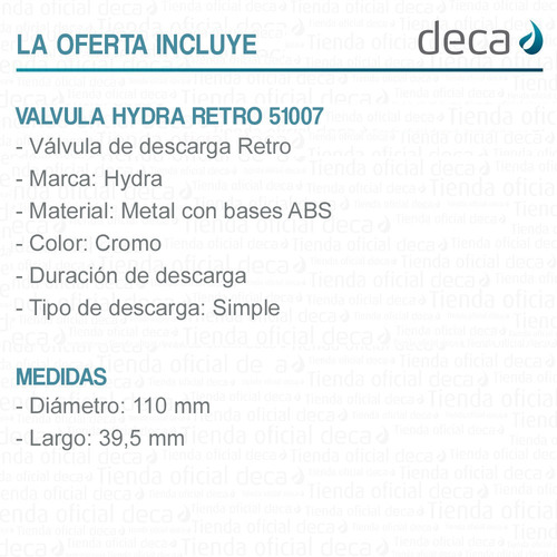 Imagen 7 de 10 de Valvula Hydra Retro 51007 Descarga Sanitarios Promo Envio
