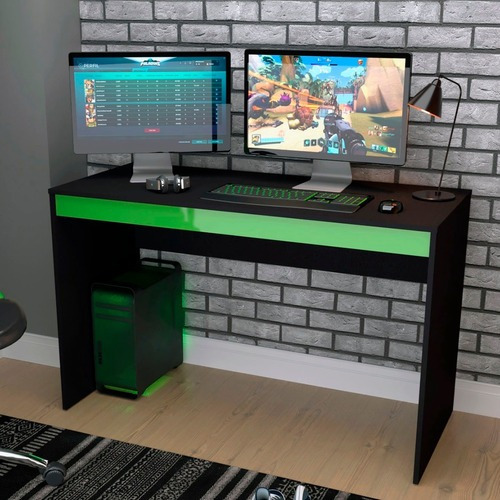 Mesa de escritorio B23 negro/verde - Nova Mobile Color Black and green