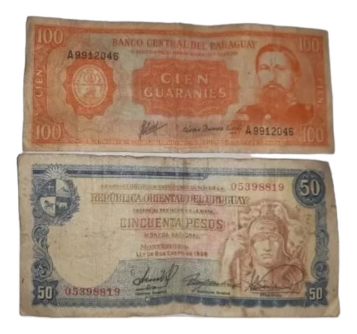 100 Guaranies + 50 Pesos Uruguayos