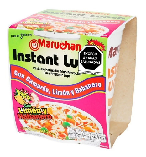 Sopa Instantánea  Maruchan Camarón, Limon Y Habanero 12 Pzs