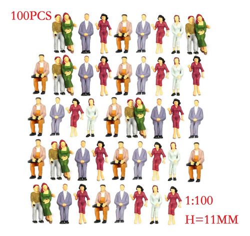 Mb 2x100pcs Modelo Pintado Trem Pessoas Sentadas Passageiros