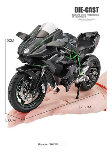 1/12 Kawasaki Ninja Moto Alloy Modelo Juguetes Para Niños Color Verde Claro