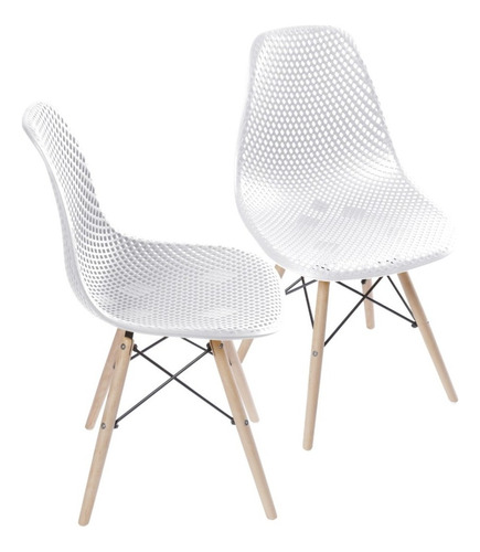 Set X2 Silla Eames Boxbit Colmena Comedor Con Base En Madera Cantidad de sillas por set 2 Color del asiento Blanco