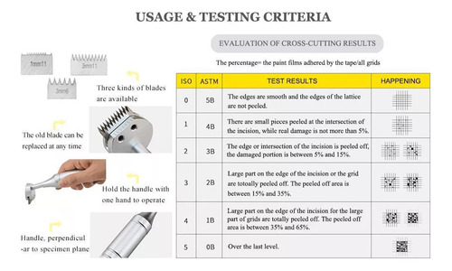 . Para Cross Hatch Probador De Adherencia Kit Prueba Corte