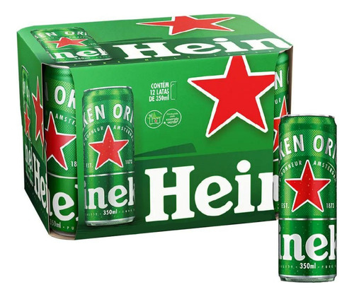 Cerveja Heineken Premium Puro Malte 350ml Sleek Caixa 12unid
