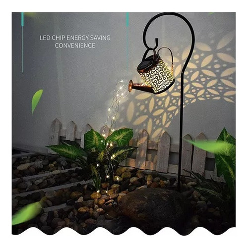 . Luz Solar Jardín Con Regadera Alambre Cobre