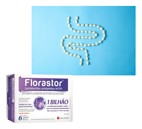 Florastor Lactobacillus 1 Bilhão Sachês 6x4g União Química Laranja