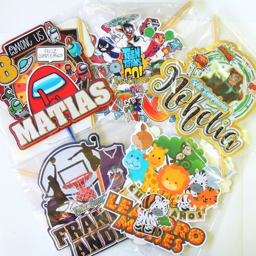 Imagen 6 de 10 de Topper Para Tortas + 20 Minitoppers Ponquesitos + Afiche