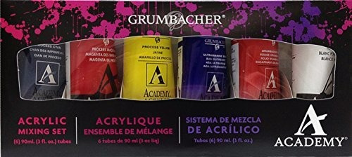 Grumbacher Academy Acrylic Paint Mi Set, 90ml-3.0 Ounce Meta