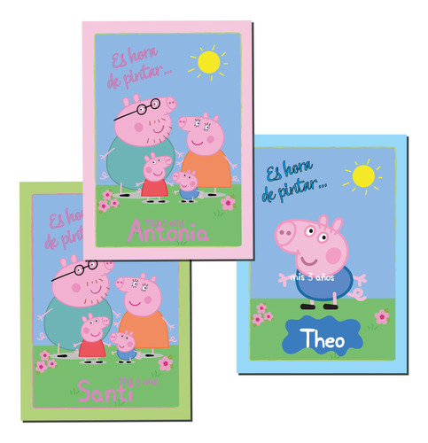 Kit Imprimible Librito Para Pintar Peppa Pig Personalizado