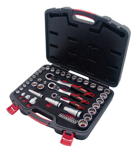 Juego Dados Accesorios Cuadro 1/4 3/8 1/2 Go-through 49 Pzs