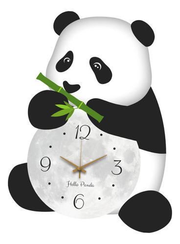 Reloj De Pared Con Diseño De Panda, Silencioso, Para Colgar