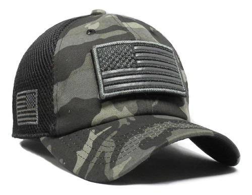 Military Imagine Usa Flag Hat Camo Grey Parche Desmontable M