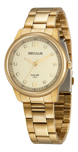 Relógio Seculus Dourado Feminino Long Life 20979lpsvda1 