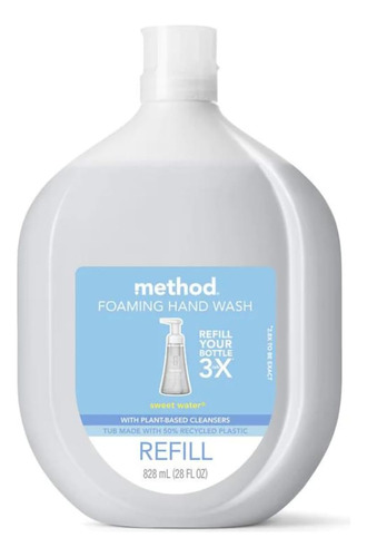Method Jabón Espumoso Para Manos, Recarga, Agua Dulce, Botel