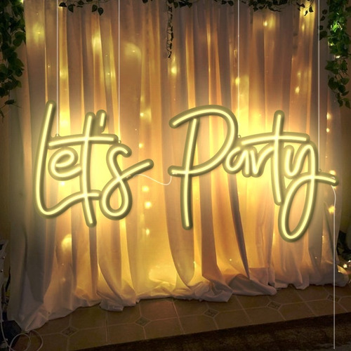 Let´s Party Letrero Led Neón Decoración Fietas