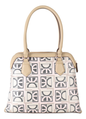 Bolsa Satchel Para Mujer Cloe Textil Monedero Desprendible Color Nude