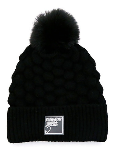 Gorro Invierno Trendy Mujer Tejido Forrado Interior  Pompon 