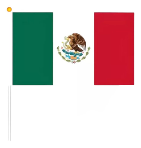 10 Banderas Mexicanas De Tela Con Asta 20x28 Cm