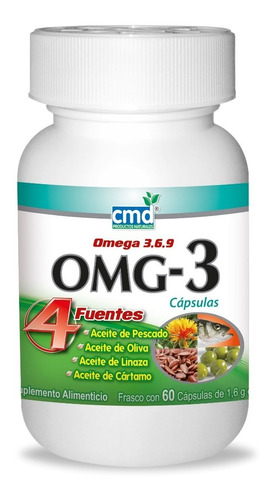 Omg-3 | Omegas 3 6 Y 9 | 4 Fuentes | 60 Cápsulas | Cmd Sabor Sin sabor