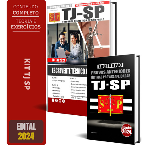 Kit Apostila Concurso Tj Sp - Escrevente + Provas Anteriores Tj Sp