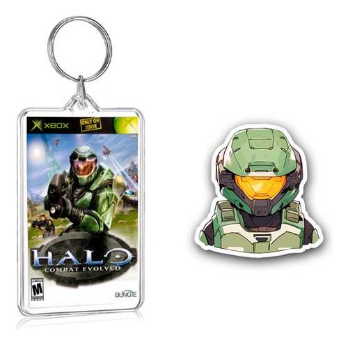 Llavero Estuche Xbox Halo 1,2,3,4 Aniversario + Sticker Halo
