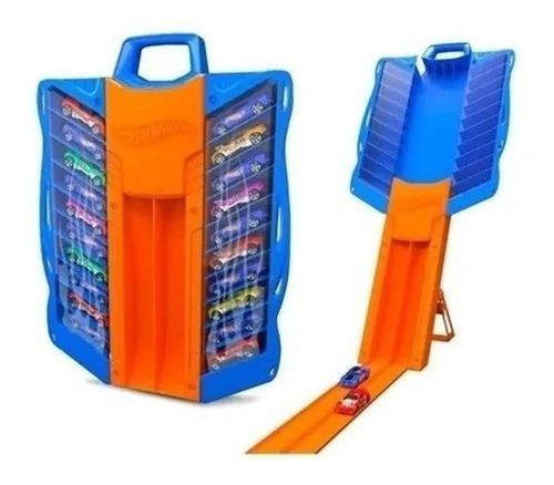 Imagen 3 de 6 de Hot Wheels Guarda 20 Autos 2 En 1 Con Lanzador Maletin Edu