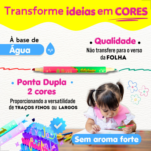 Kit Livro De Colorir Com Desenhos Cute & Comfy Cozy + Conjunto 06 Canetinhas Hidrográfica Marcador Ponta Dupla Fofa Permanente Tiktok Caderno Para Desenhar Livro De Pintar Bobbie Goods