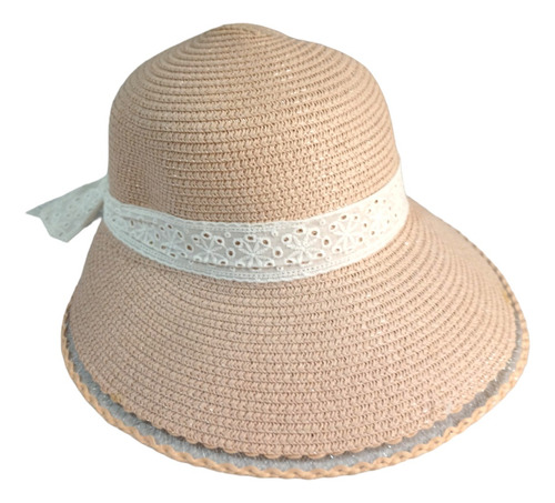 Sombrero De Ala Ancha Para Mujer Playa Verano Sol Con Moño