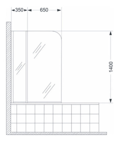 Mampara Baño Rebatible Ferrum Nm02a 100 X 140cm Transparente